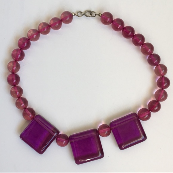 Vintage Pretty Purple Statement Necklace - Picture 1 of 8